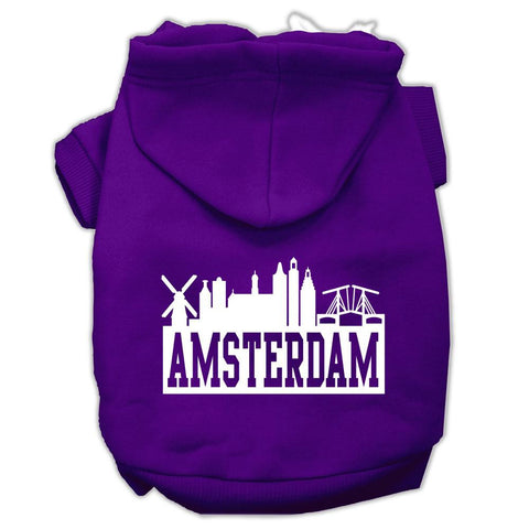 Amsterdam Skyline Screen Print Pet Hoodies Purple Size Med (12)