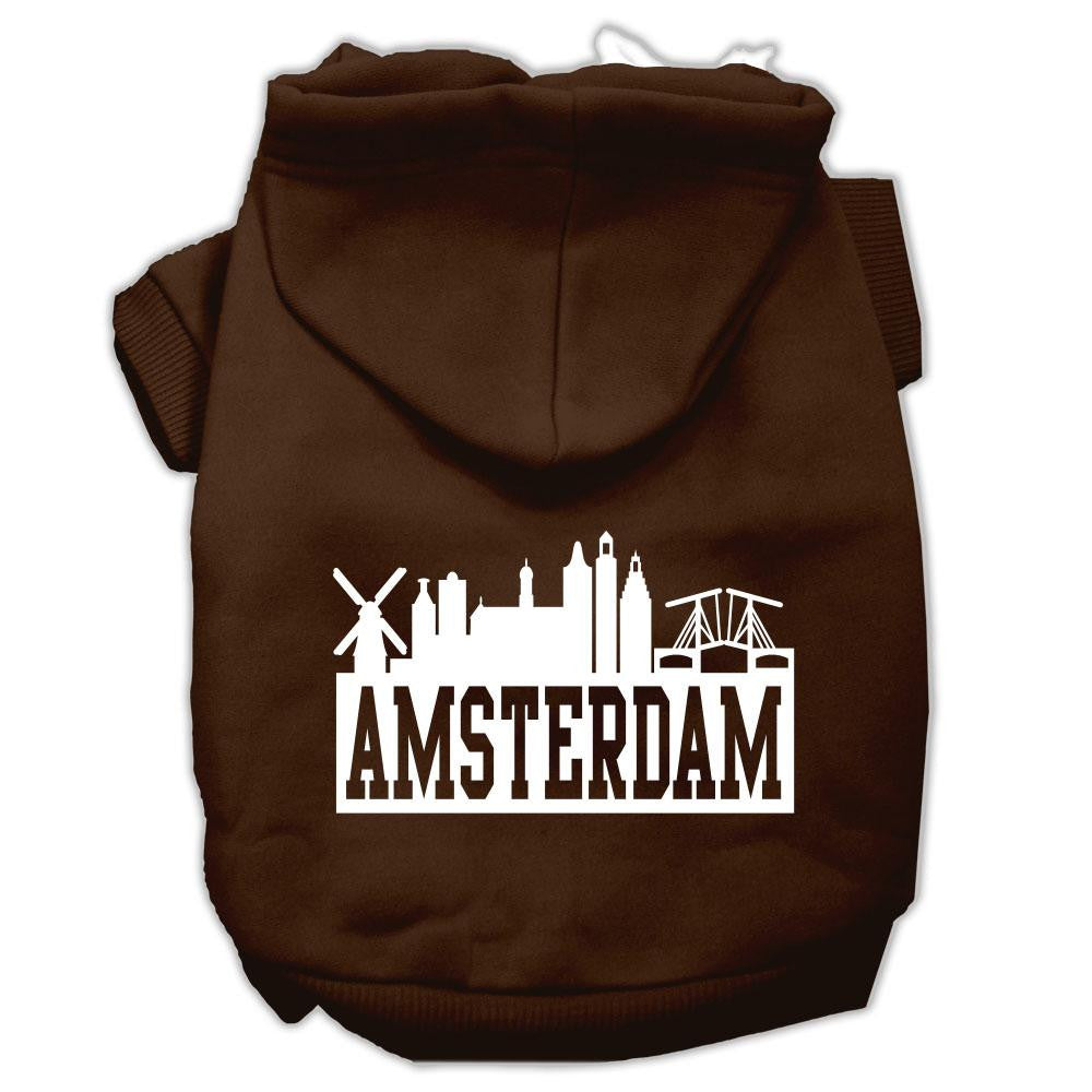 Amsterdam Skyline Screen Print Pet Hoodies Brown Size Sm (10)