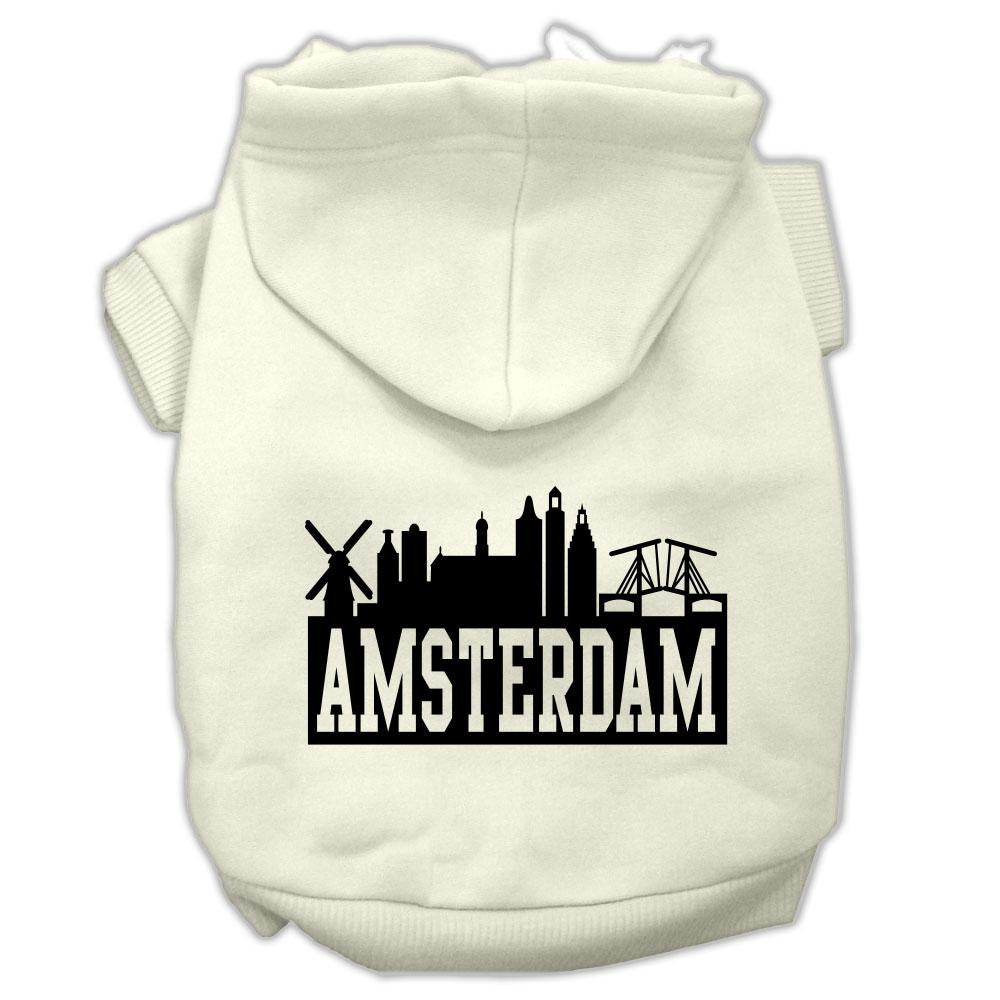 Amsterdam Skyline Screen Print Pet Hoodies Cream Size Sm (10)