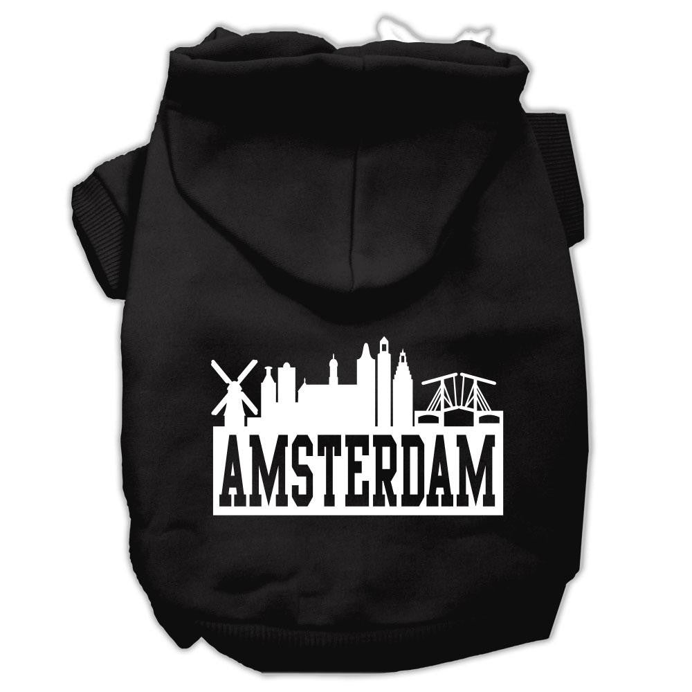 Amsterdam Skyline Screen Print Pet Hoodies Black Size XL (16)