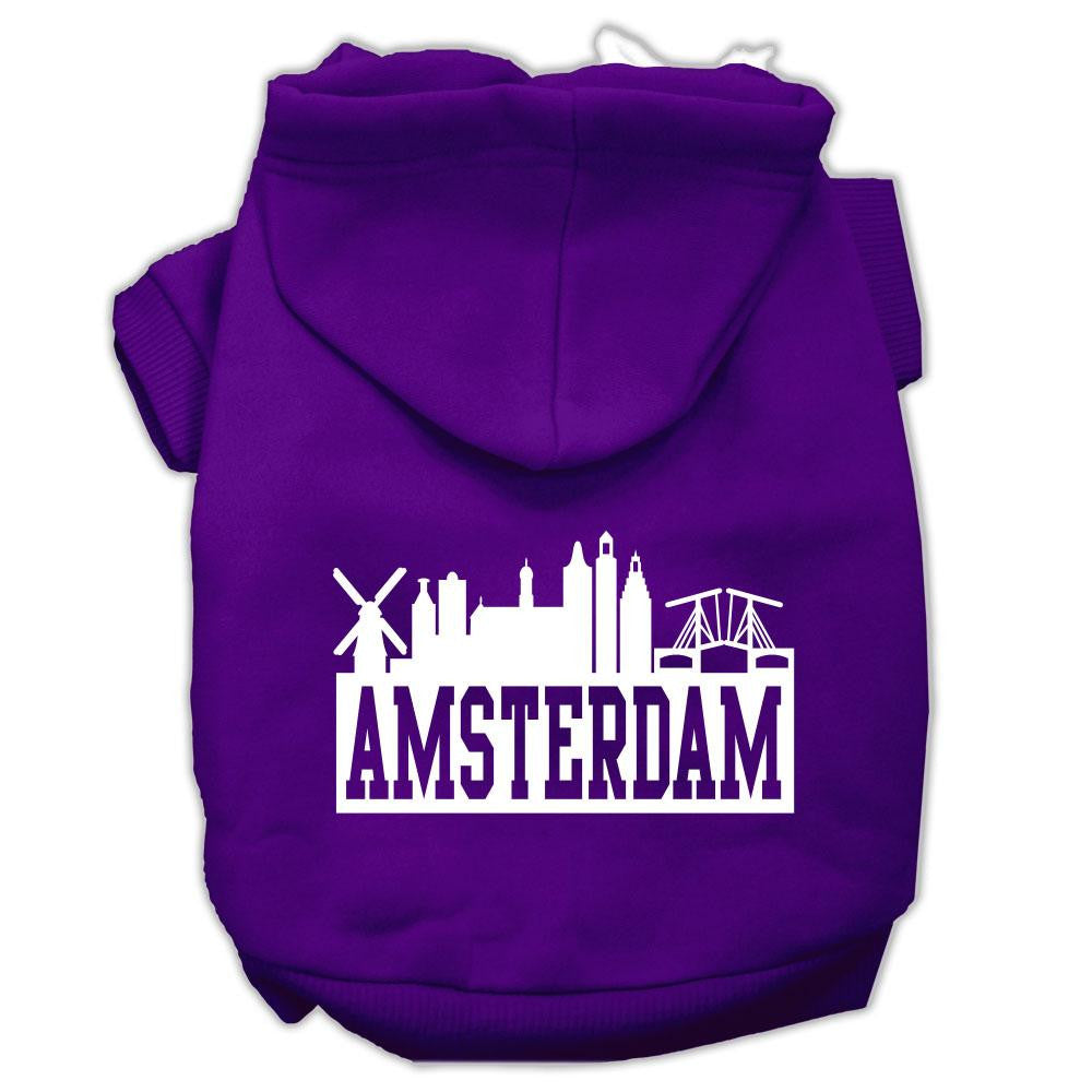 Amsterdam Skyline Screen Print Pet Hoodies Purple Size XS (8)