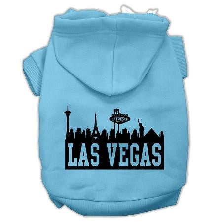 Las Vegas Skyline Screen Print Pet Hoodies Baby Blue Size Lg (14)