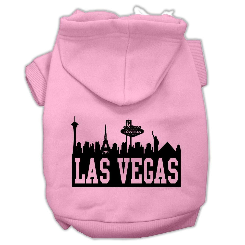 Las Vegas Skyline Screen Print Pet Hoodies Light Pink Size Lg (14)