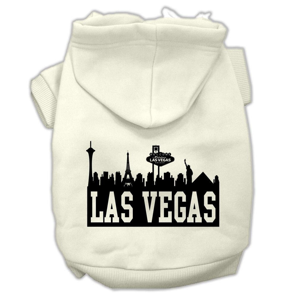 Las Vegas Skyline Screen Print Pet Hoodies Cream Size Med (12)