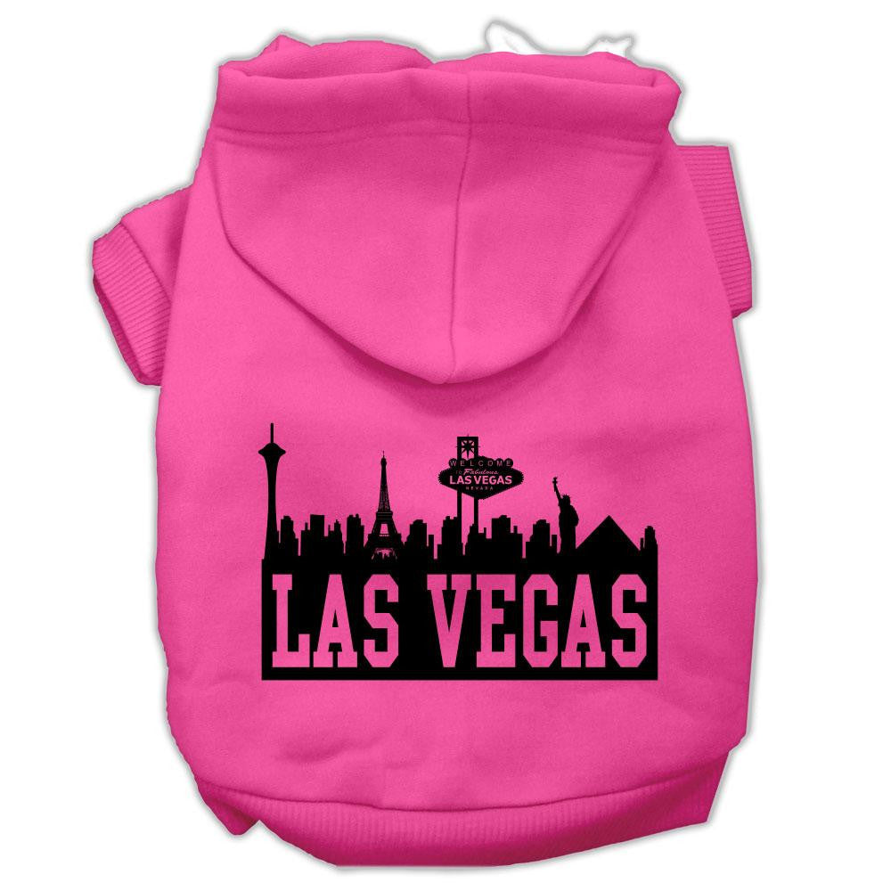 Las Vegas Skyline Screen Print Pet Hoodies Bright Pink Size Sm (10)