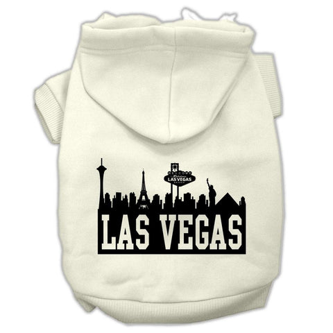 Las Vegas Skyline Screen Print Pet Hoodies Cream Size XS (8)