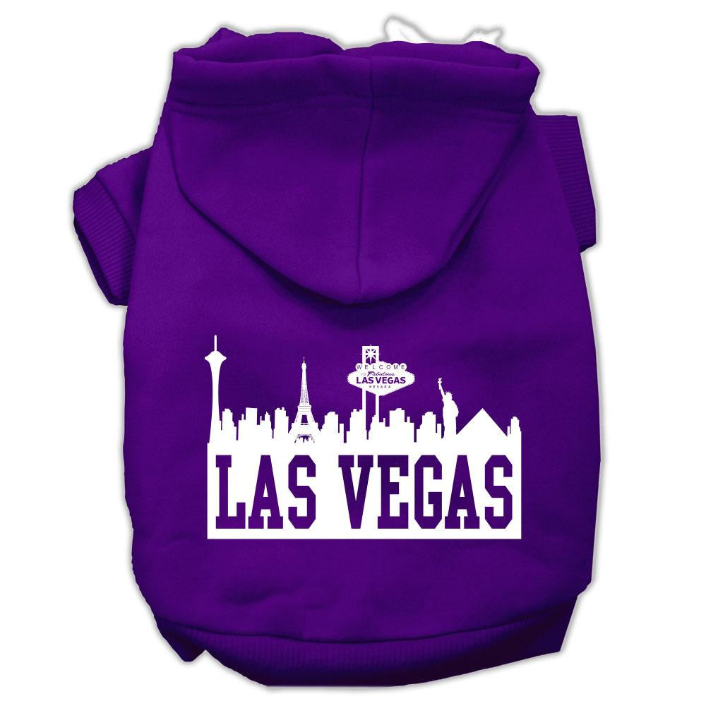 Las Vegas Skyline Screen Print Pet Hoodies Purple Size XS (8)