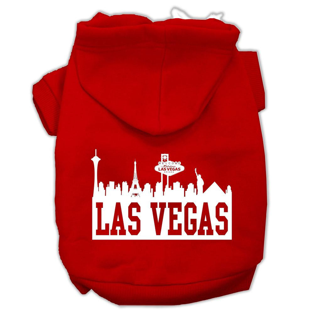 Las Vegas Skyline Screen Print Pet Hoodies Red Size XS (8)