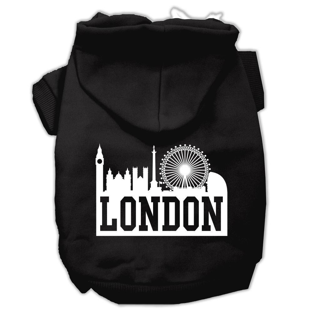 London Skyline Screen Print Pet Hoodies Black Size Lg (14)