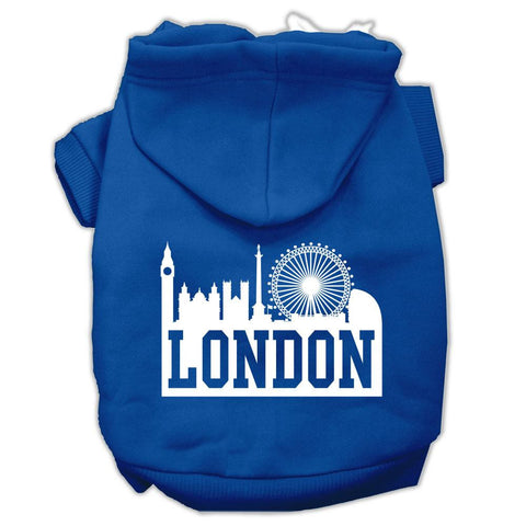 London Skyline Screen Print Pet Hoodies Blue Size Lg (14)