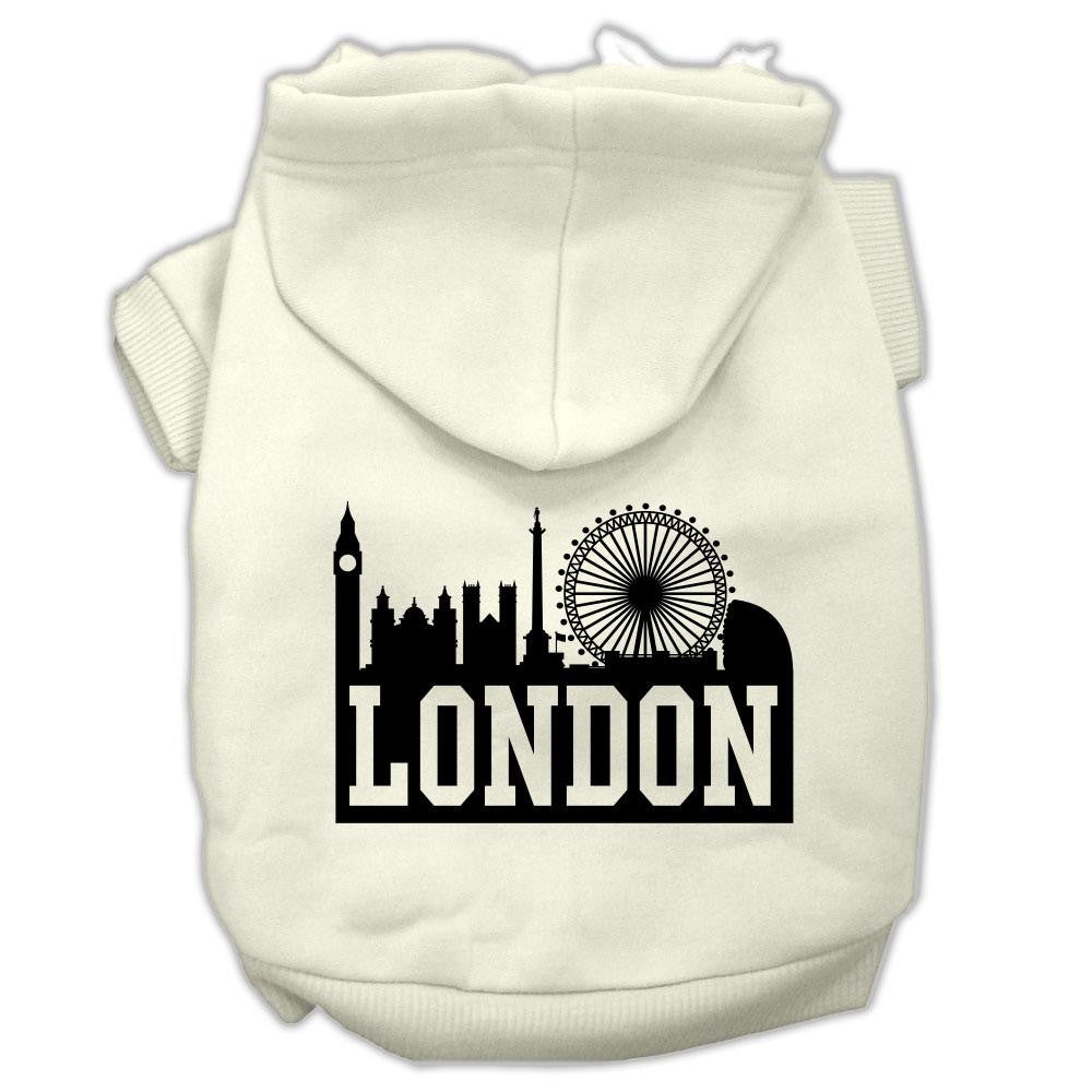 London Skyline Screen Print Pet Hoodies Cream Size Lg (14)