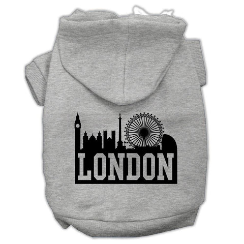 London Skyline Screen Print Pet Hoodies Grey Size Med (12)