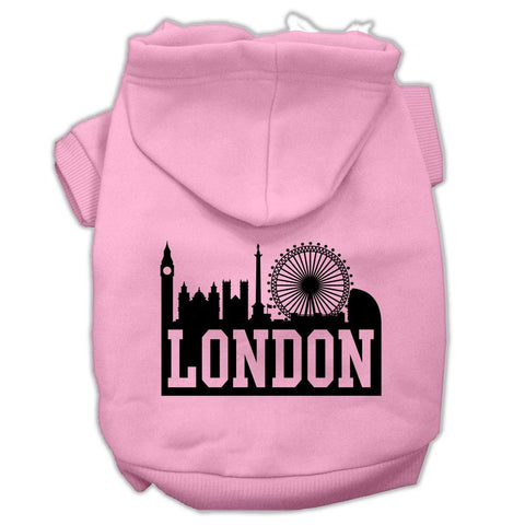 London Skyline Screen Print Pet Hoodies Light Pink Size Sm (10)