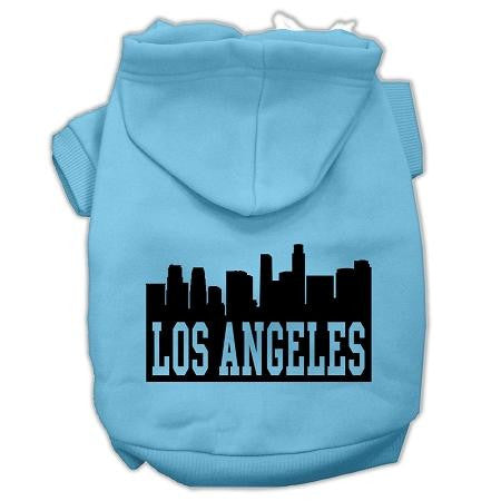 Los Angeles Skyline Screen Print Pet Hoodies Baby Blue Size Lg (14)