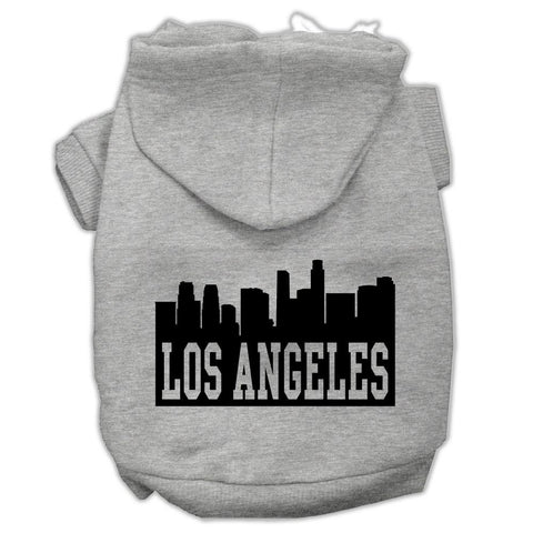 Los Angeles Skyline Screen Print Pet Hoodies Grey Size Lg (14)