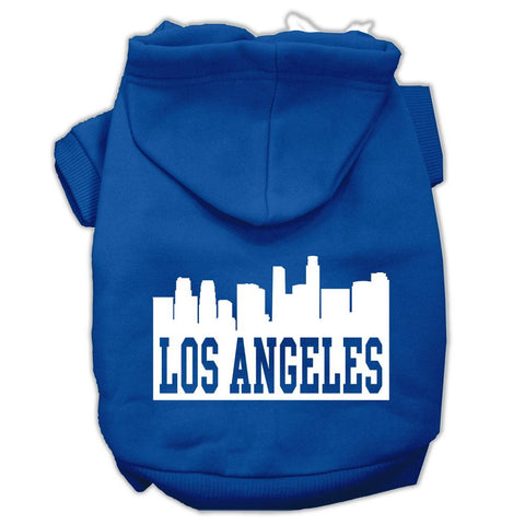 Los Angeles Skyline Screen Print Pet Hoodies Blue Size Med (12)