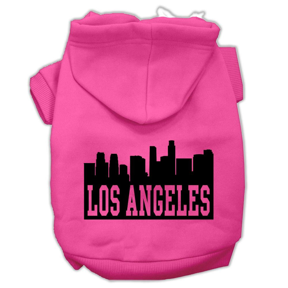 Los Angeles Skyline Screen Print Pet Hoodies Bright Pink Size Med (12)