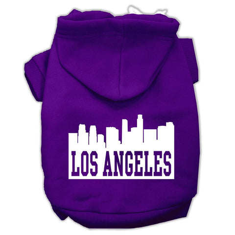 Los Angeles Skyline Screen Print Pet Hoodies Purple Size Med (12)