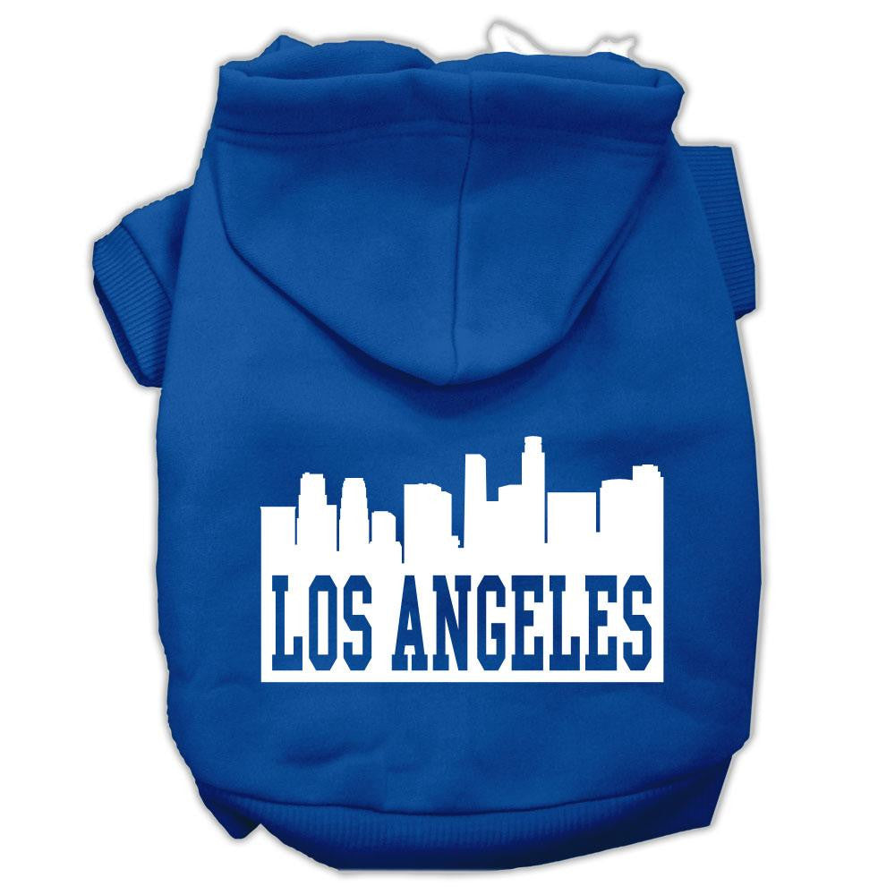 Los Angeles Skyline Screen Print Pet Hoodies Blue Size XL (16)