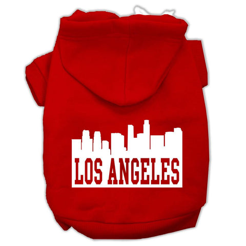 Los Angeles Skyline Screen Print Pet Hoodies Red Size XL (16)