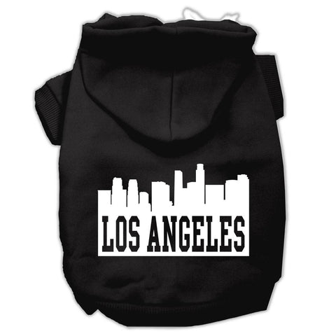 Los Angeles Skyline Screen Print Pet Hoodies Black Size XS (8)