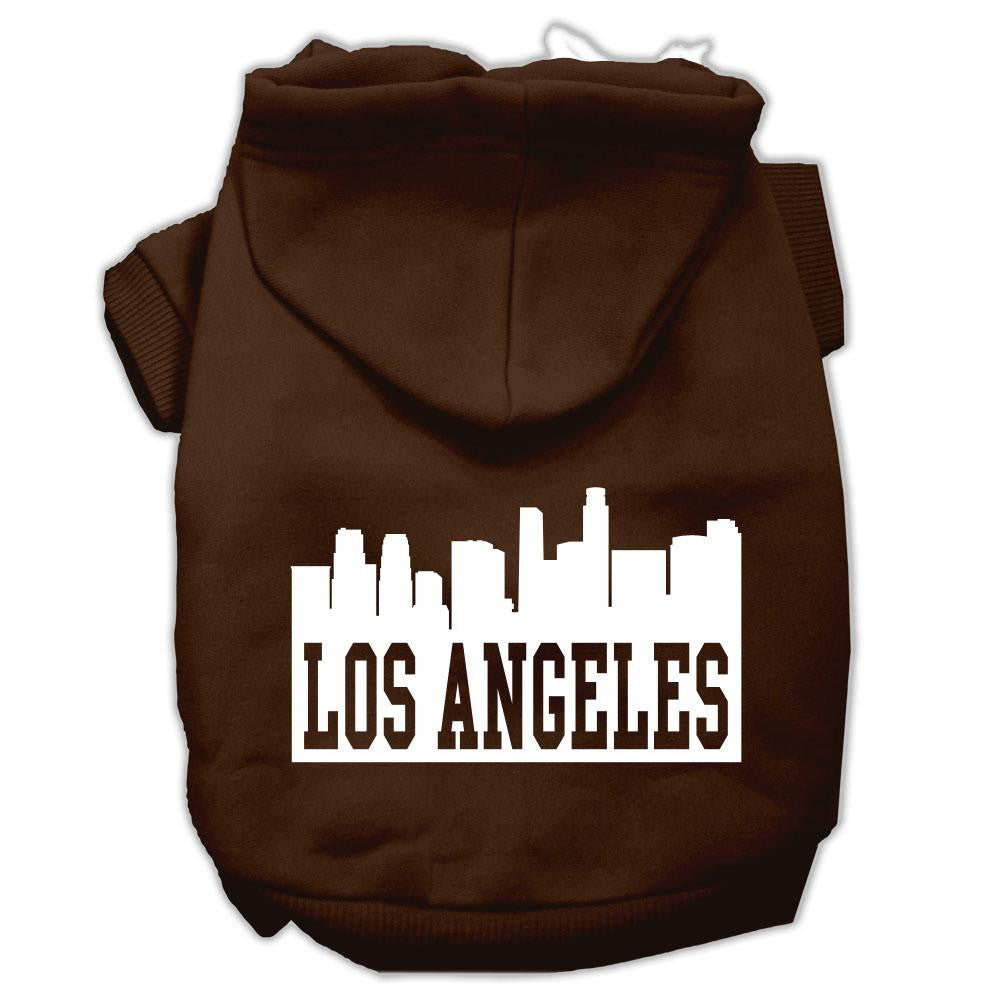 Los Angeles Skyline Screen Print Pet Hoodies Brown Size XS (8)