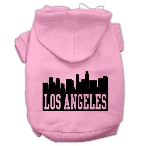 Los Angeles Skyline Screen Print Pet Hoodies Light Pink Size Xs (8)