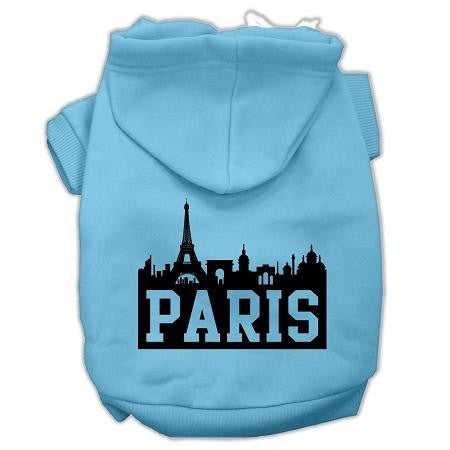 Paris Skyline Screen Print Pet Hoodies Baby Blue Size Lg (14)