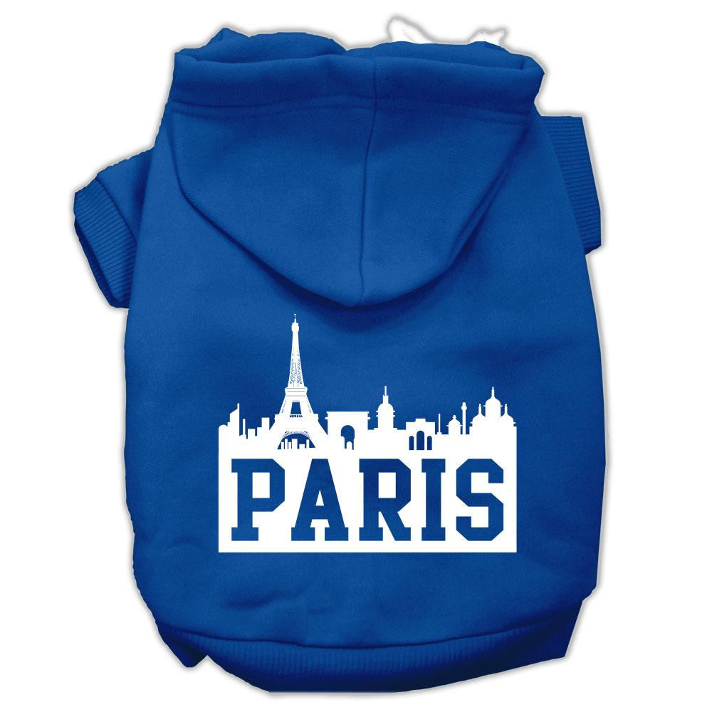 Paris Skyline Screen Print Pet Hoodies Blue Size Lg (14)