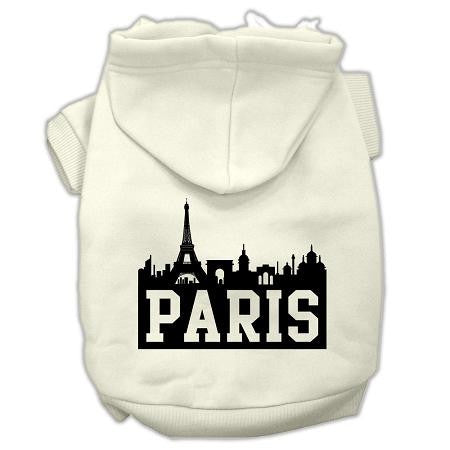 Paris Skyline Screen Print Pet Hoodies Cream Size Lg (14)