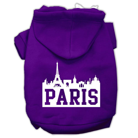 Paris Skyline Screen Print Pet Hoodies Purple Size Lg (14)