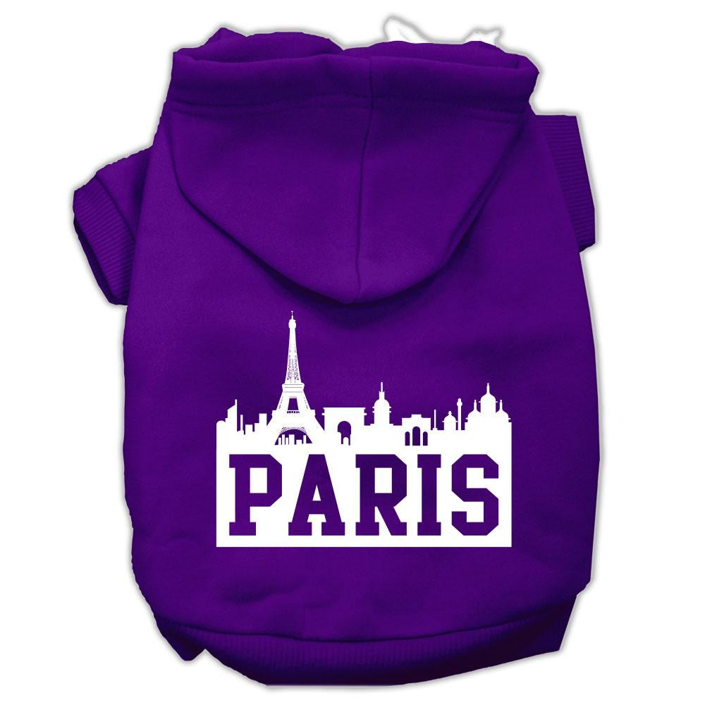 Paris Skyline Screen Print Pet Hoodies Purple Size Med (12)