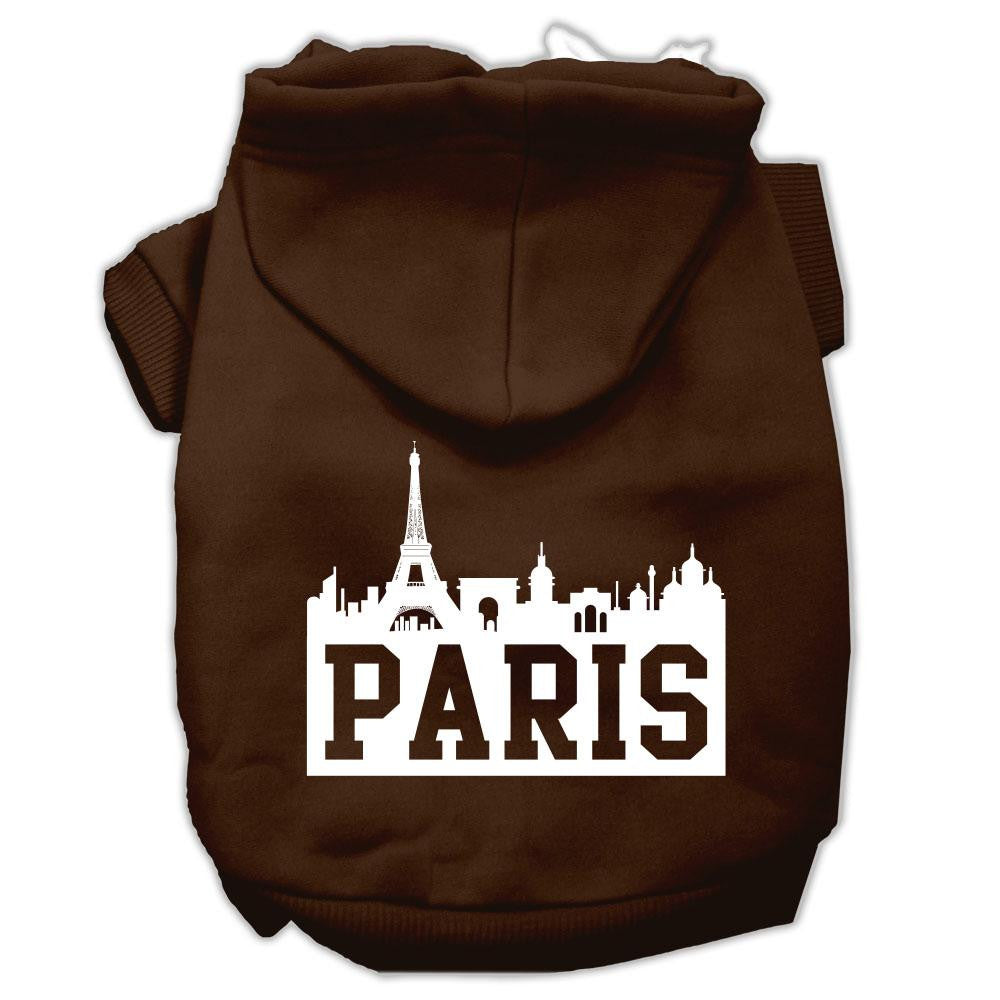 Paris Skyline Screen Print Pet Hoodies Brown Size XL (16)