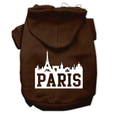 Paris Skyline Screen Print Pet Hoodies Brown Size XS (8)