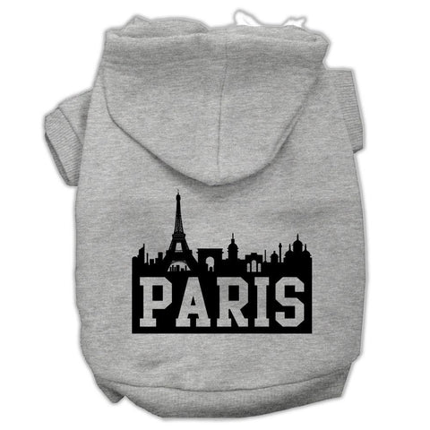 Paris Skyline Screen Print Pet Hoodies Grey Size Xs (8)