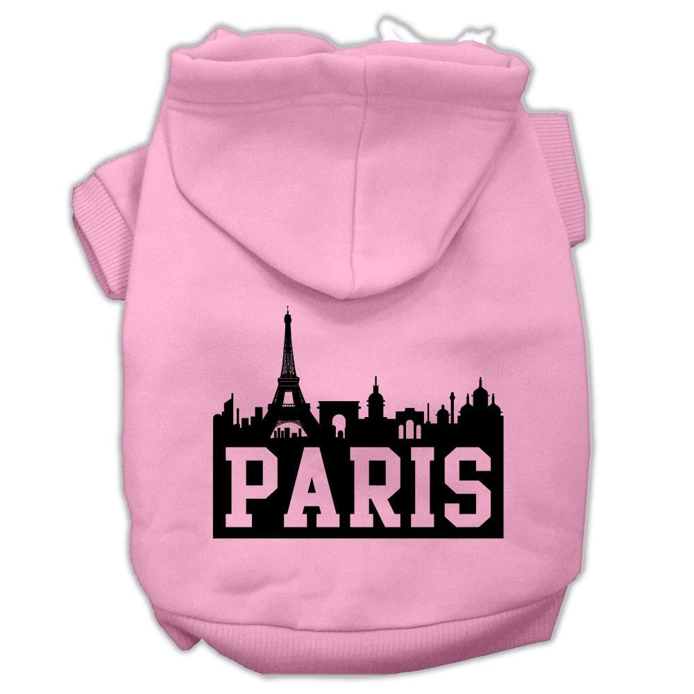 Paris Skyline Screen Print Pet Hoodies Light Pink Size Xs (8)