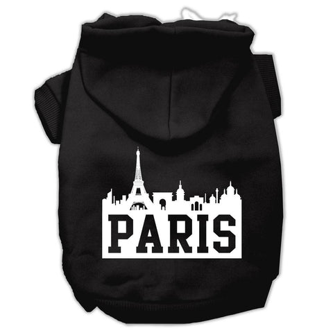 Paris Skyline Screen Print Pet Hoodies Black Size XXL (18)