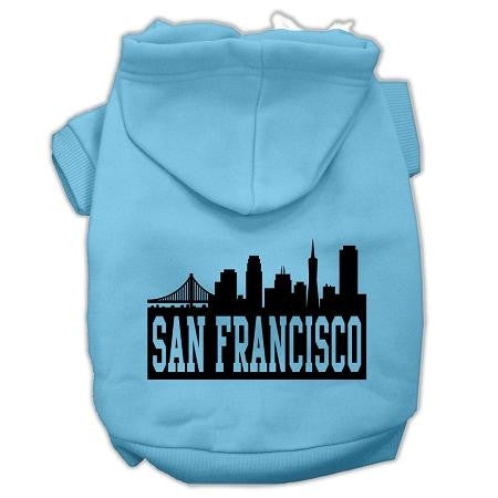 San Francisco Skyline Screen Print Pet Hoodies Baby Blue Size Lg (14)