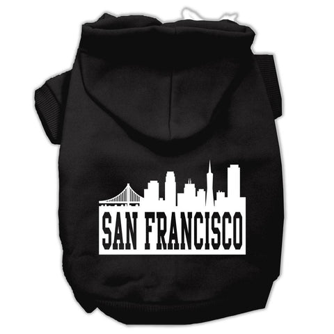 San Francisco Skyline Screen Print Pet Hoodies Black Size Lg (14)