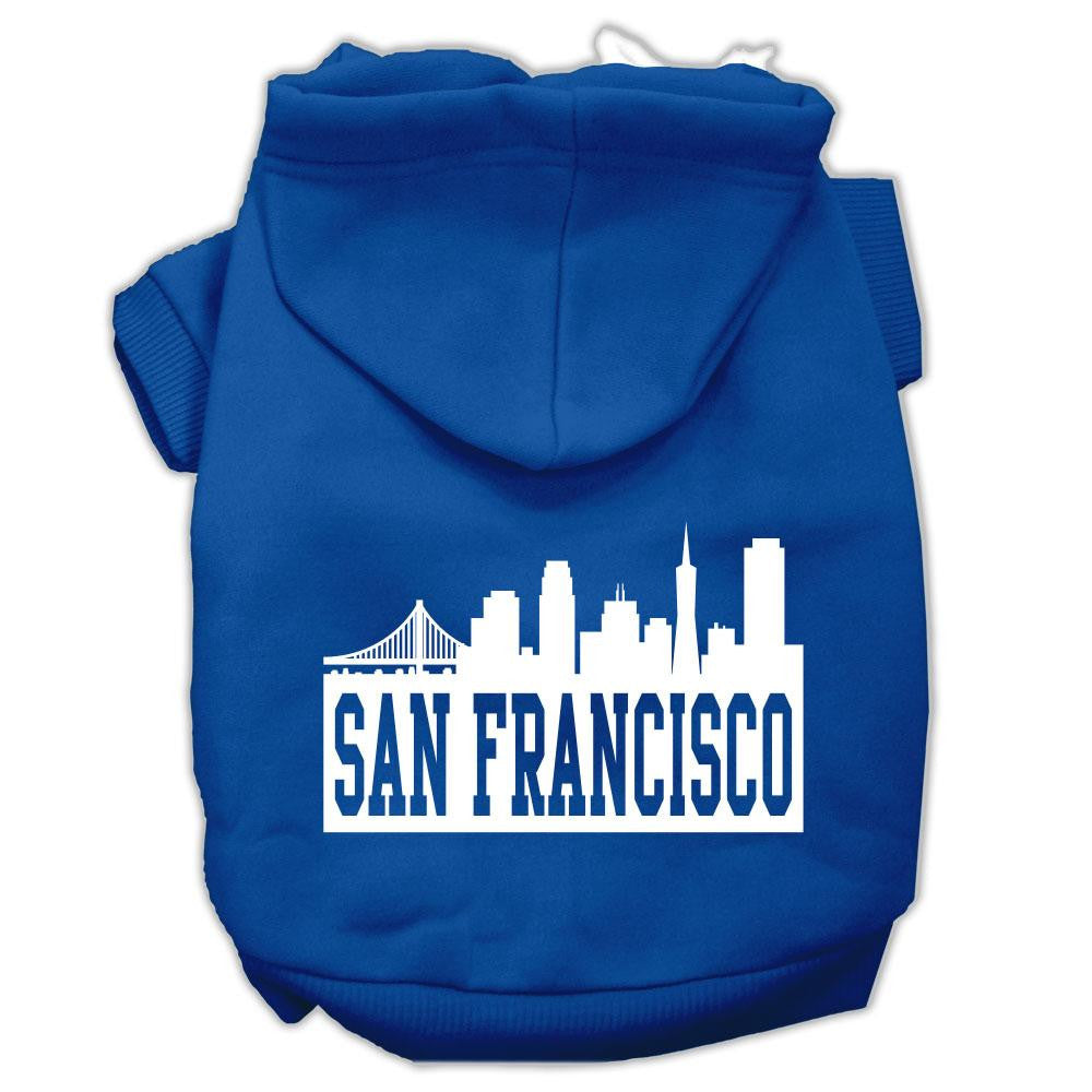 San Francisco Skyline Screen Print Pet Hoodies Blue Size Lg (14)