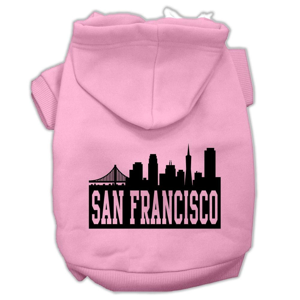 San Francisco Skyline Screen Print Pet Hoodies Light Pink Size Lg (14)