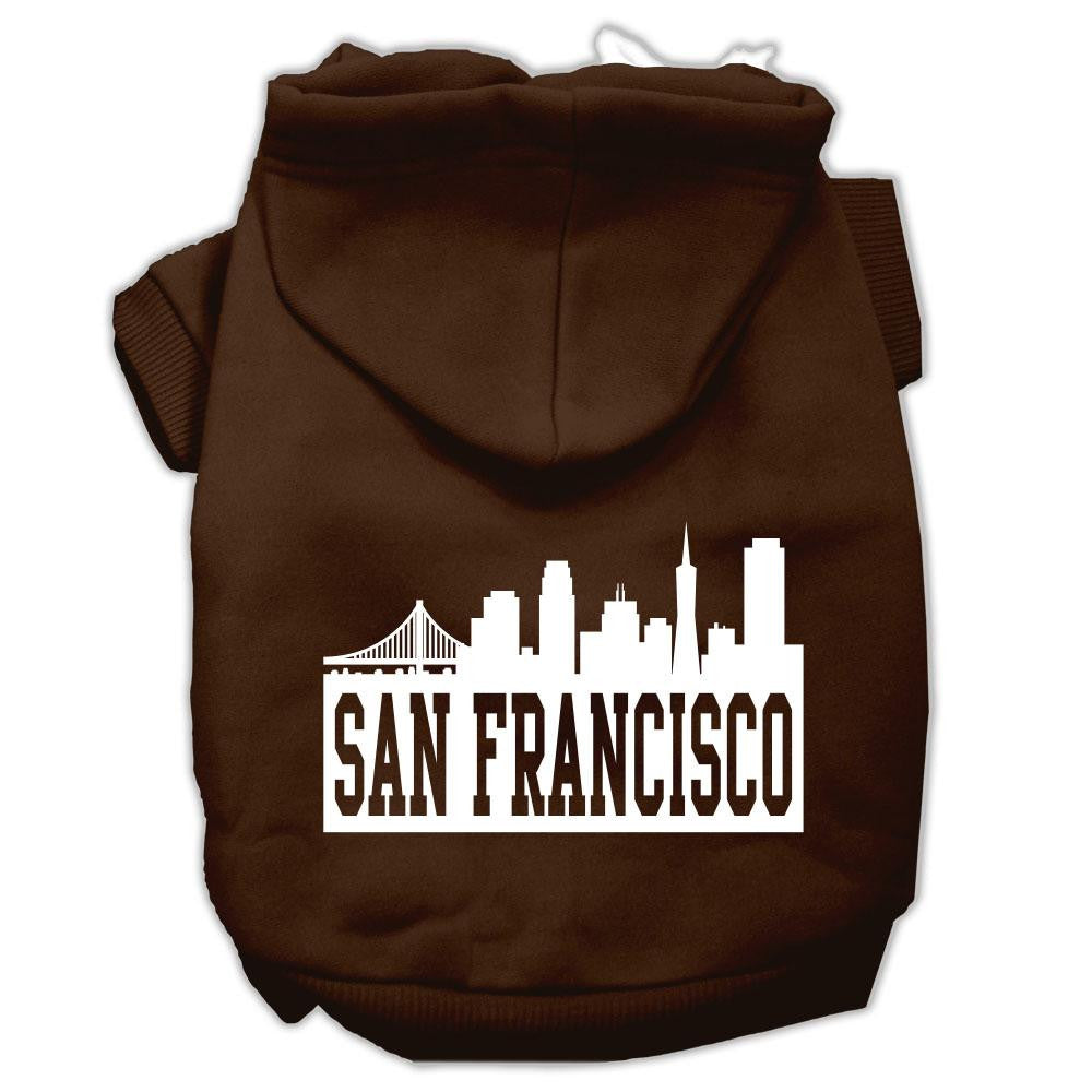 San Francisco Skyline Screen Print Pet Hoodies Brown Size Med (12)