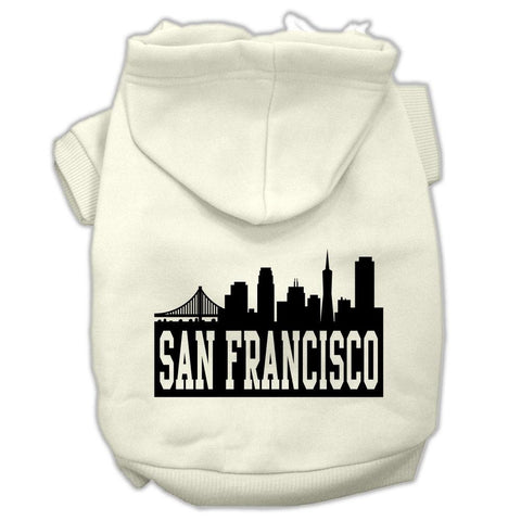 San Francisco Skyline Screen Print Pet Hoodies Cream Size Med (12)