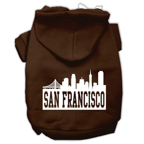 San Francisco Skyline Screen Print Pet Hoodies Brown Size XL (16)