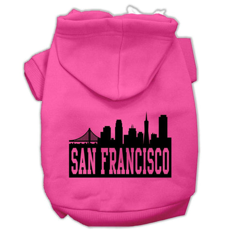 San Francisco Skyline Screen Print Pet Hoodies Bright Pink Size XS (8)