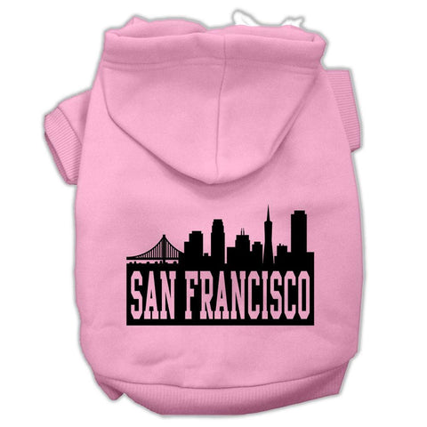 San Francisco Skyline Screen Print Pet Hoodies Light Pink Size Xs (8)