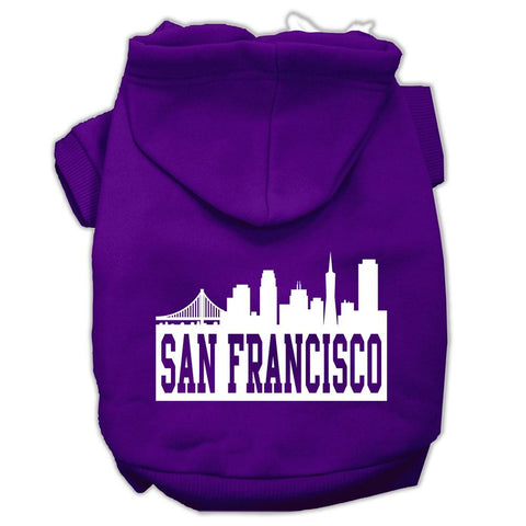 San Francisco Skyline Screen Print Pet Hoodies Purple Size XS (8)