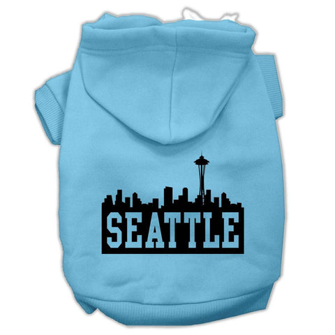 Seattle Skyline Screen Print Pet Hoodies Baby Blue Size Lg (14)