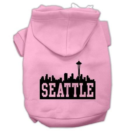 Seattle Skyline Screen Print Pet Hoodies Light Pink Size Lg (14)