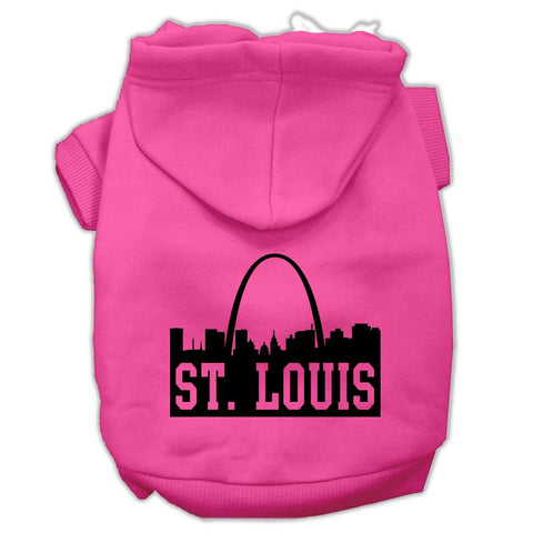 St Louis Skyline Screen Print Pet Hoodies Bright Pink Size Lg (14)